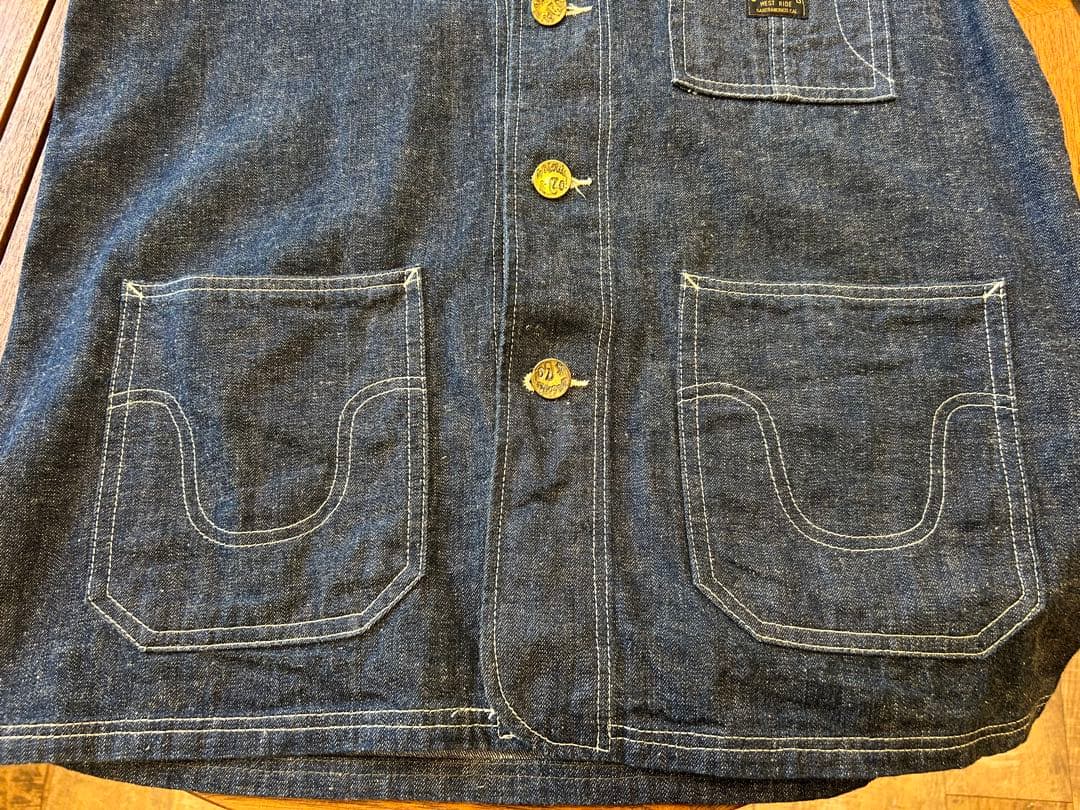 ウエストライド　カバーオール size 40 刺繍プリント　デニム