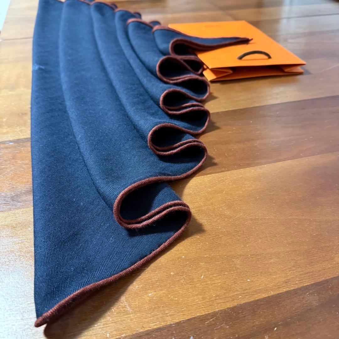 エルメス　ロザンジュ　GM カシミヤシルク　ネイビー　紺色　カシミアシルク