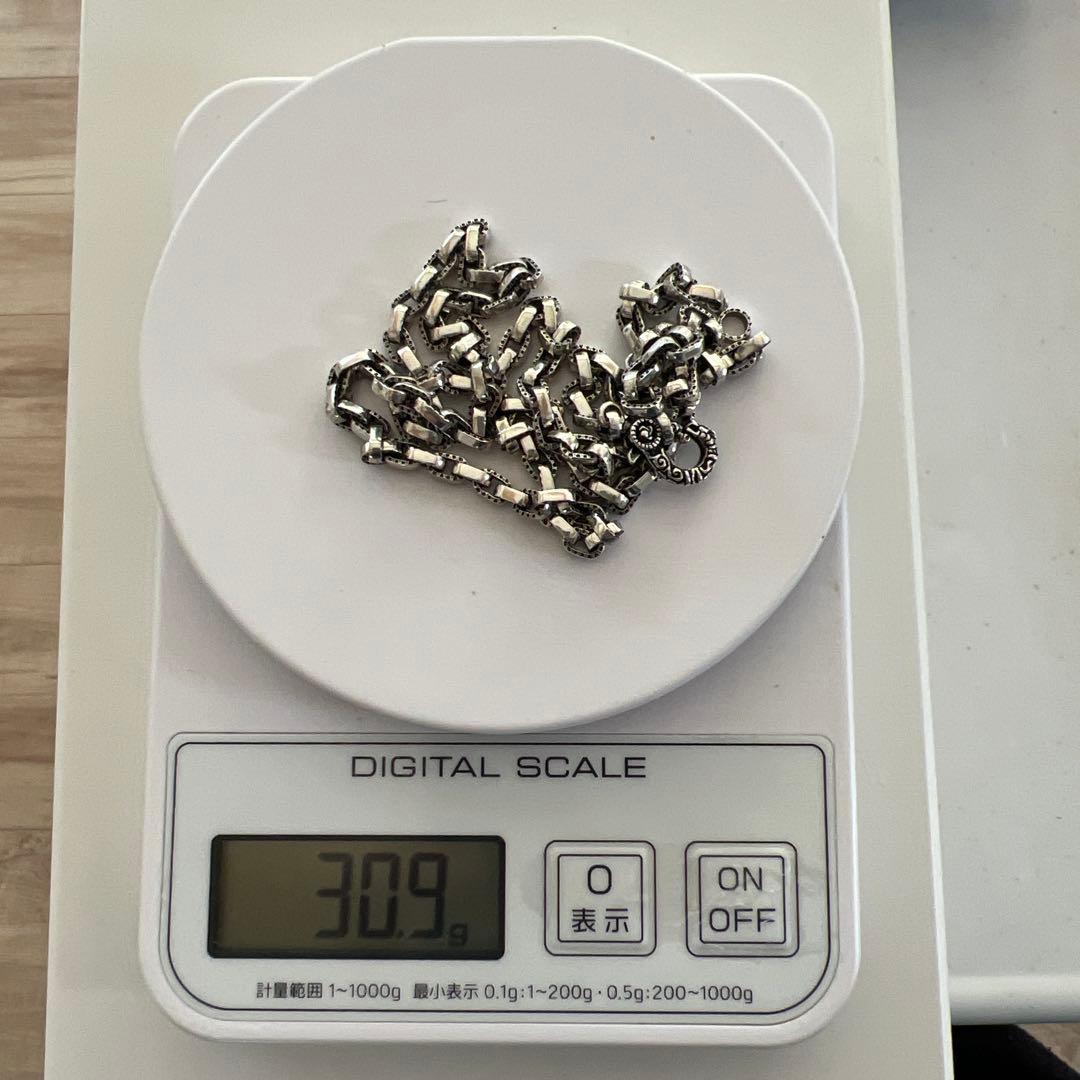 レザーアンドトレジャーズ ハーフエングレイブリンクチェーン　シルバー925
