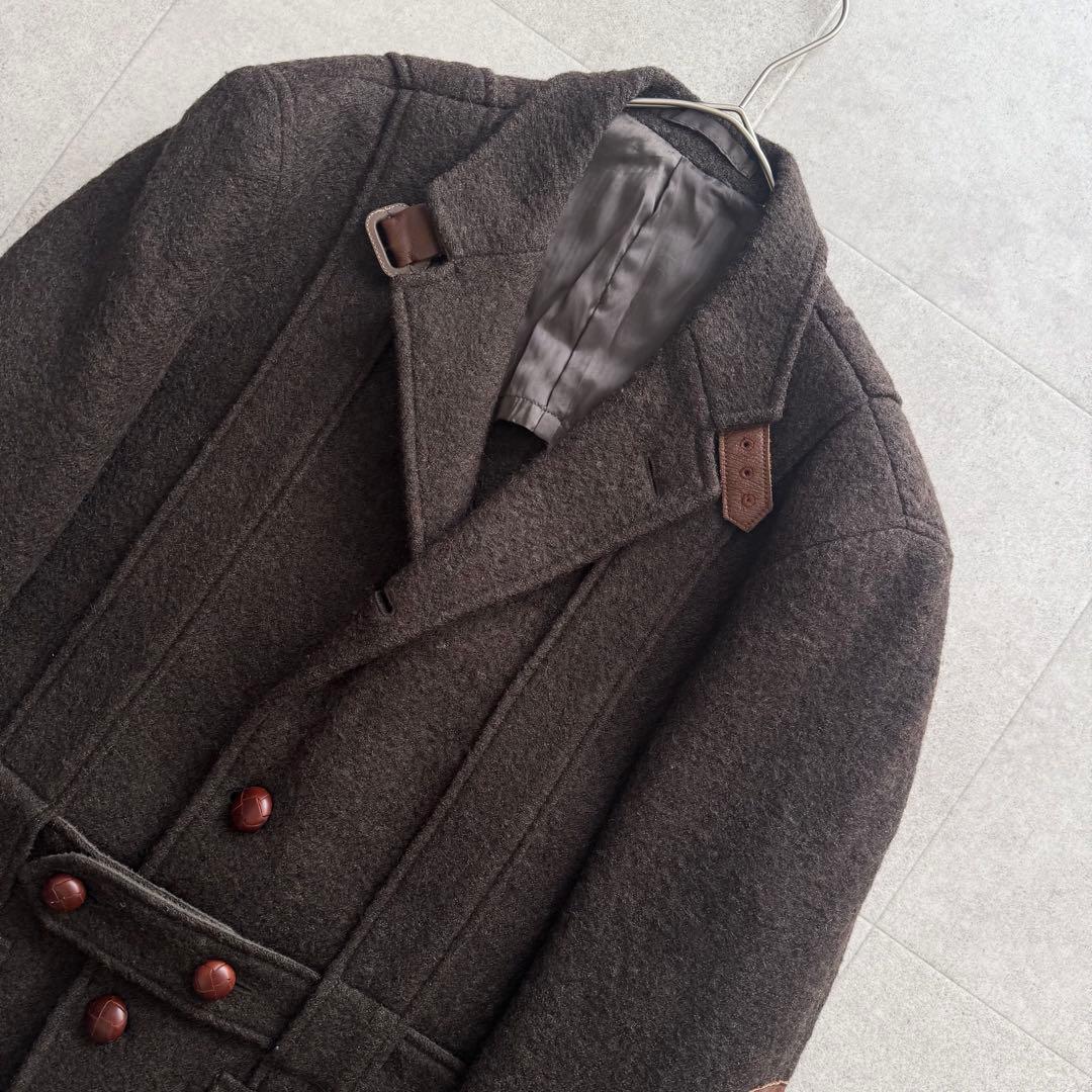 VAN Jacket　ジャケット　茶　LL　エルボーパッチ　くるみボタン　ベルト