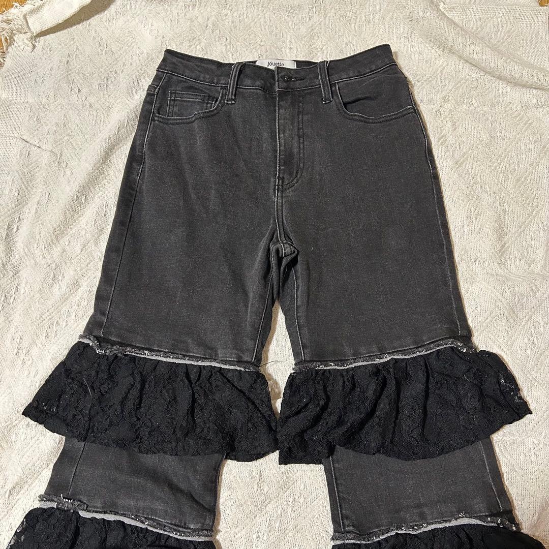 jouetie レースフリルフレアデニムパンツ