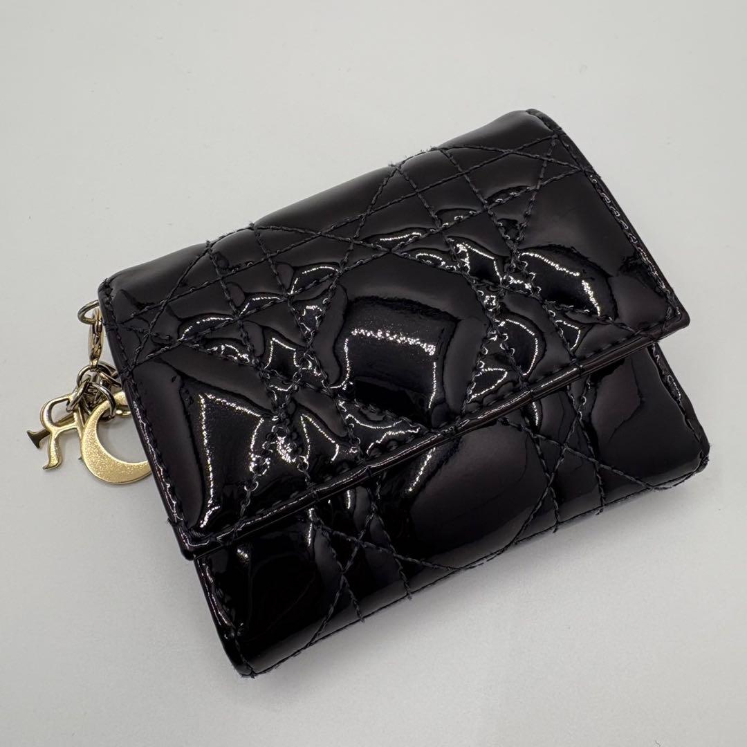 DIOR☆レディ ディオール☆エナメル☆ロータスウォレット☆カナージュ☆財
