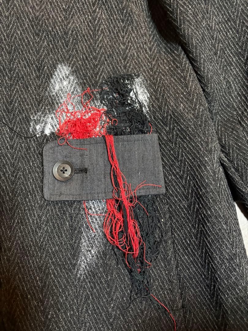 ヨウジヤマモト HOMME 20A/W LOOK23 ペイント刺繍ツイードJK