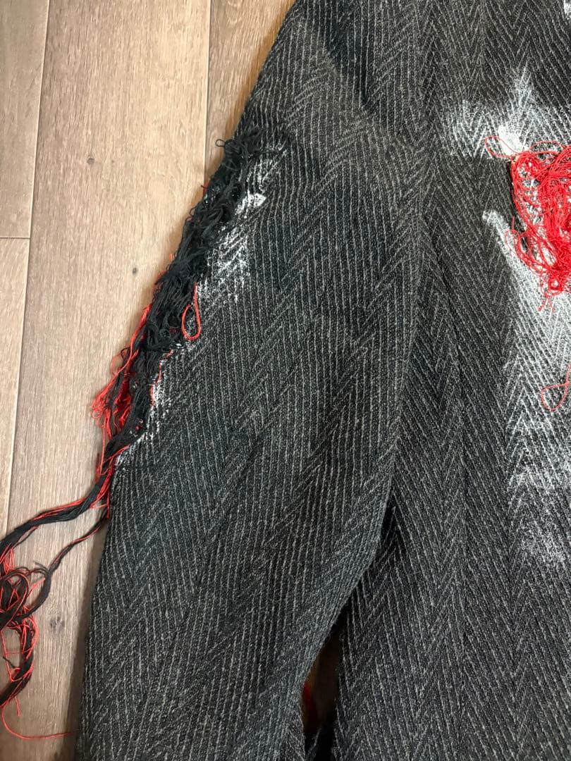 ヨウジヤマモト HOMME 20A/W LOOK23 ペイント刺繍ツイードJK