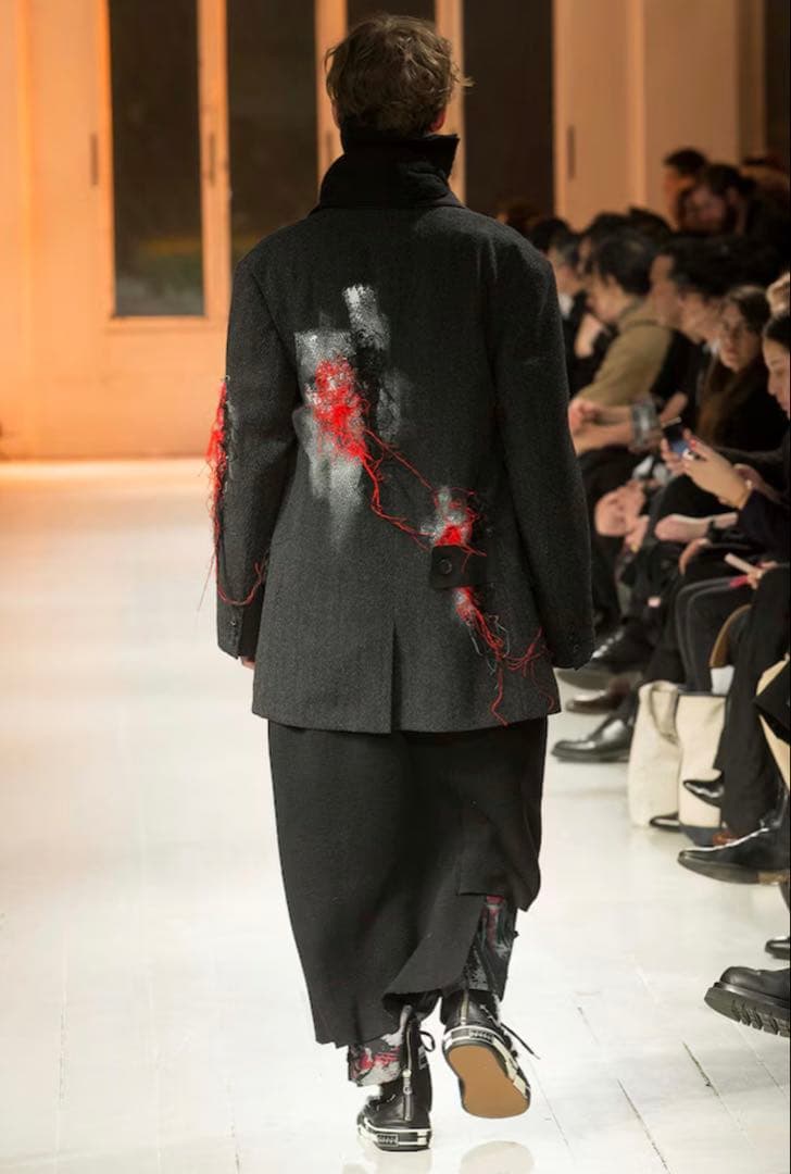 ヨウジヤマモト HOMME 20A/W LOOK23 ペイント刺繍ツイードJK