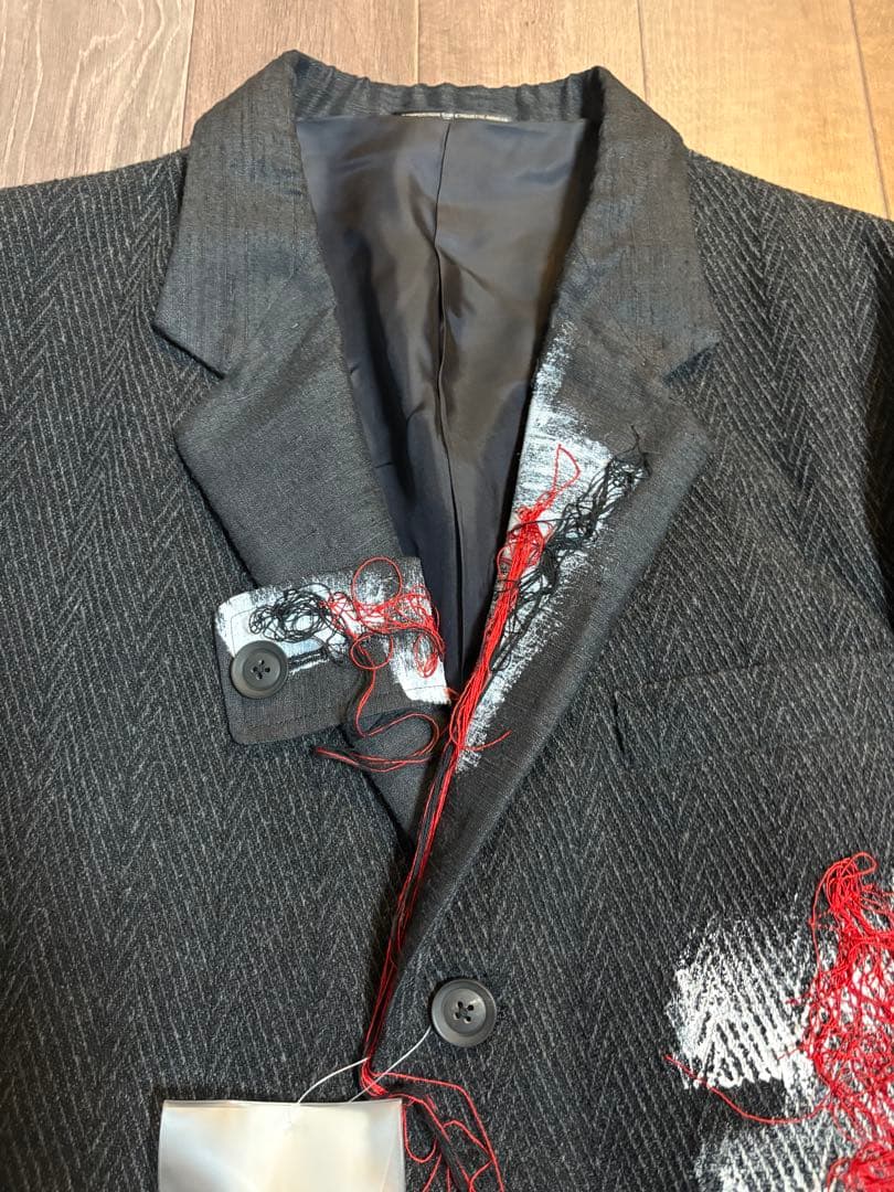 ヨウジヤマモト HOMME 20A/W LOOK23 ペイント刺繍ツイードJK