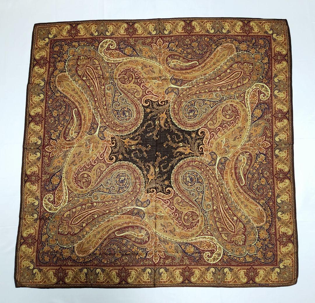 美品 ★ETRO★ ストール ショール ペイズリー柄 ウール シルク ブラウン.