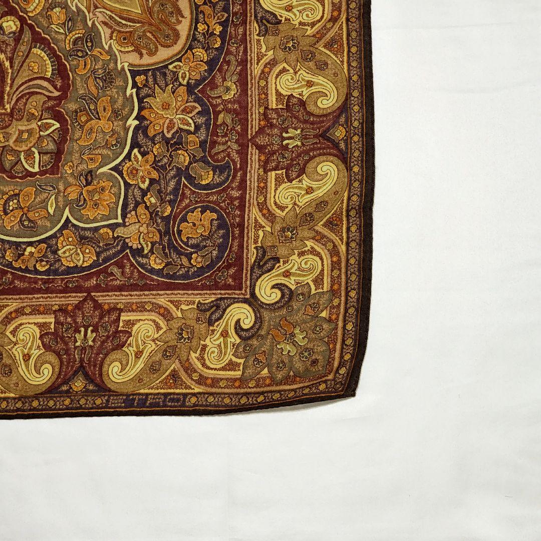 美品 ★ETRO★ ストール ショール ペイズリー柄 ウール シルク ブラウン.