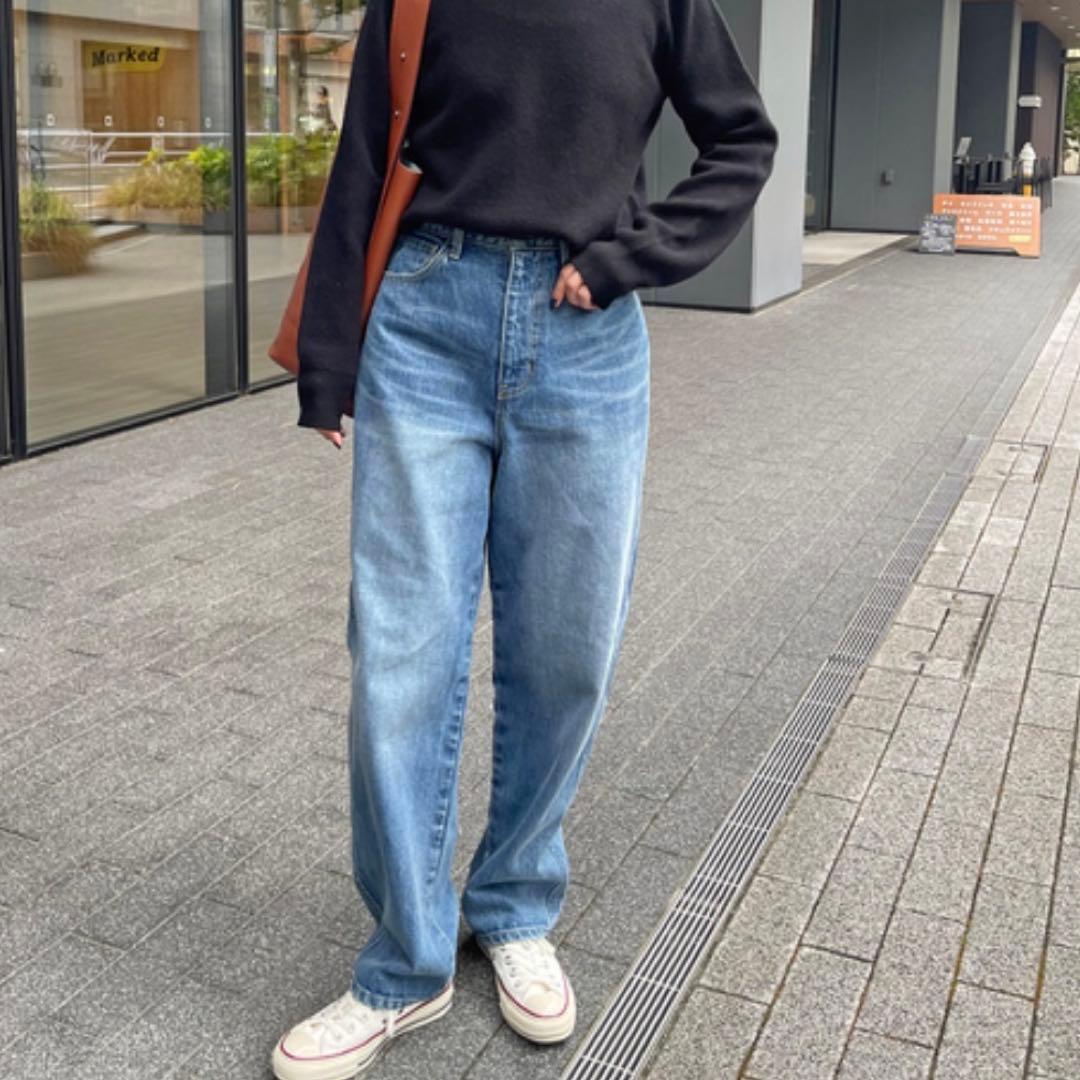 スピック＆スパン　51/2 カーブラインデニムパンツ　ヴィンテージ加工　26