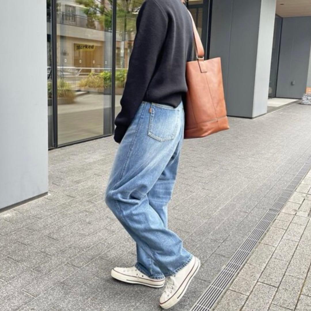 スピック＆スパン　51/2 カーブラインデニムパンツ　ヴィンテージ加工　26