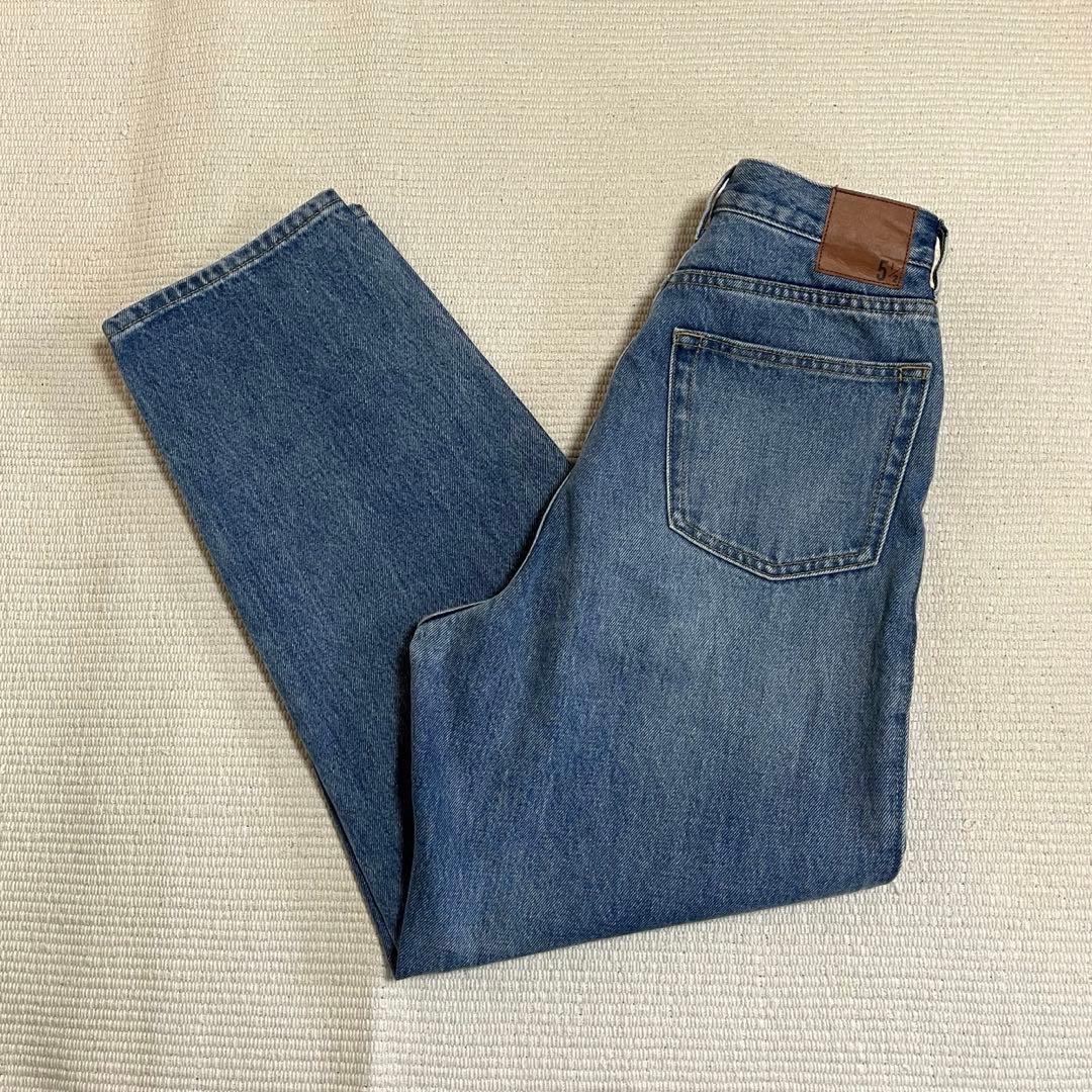 スピック＆スパン　51/2 カーブラインデニムパンツ　ヴィンテージ加工　26