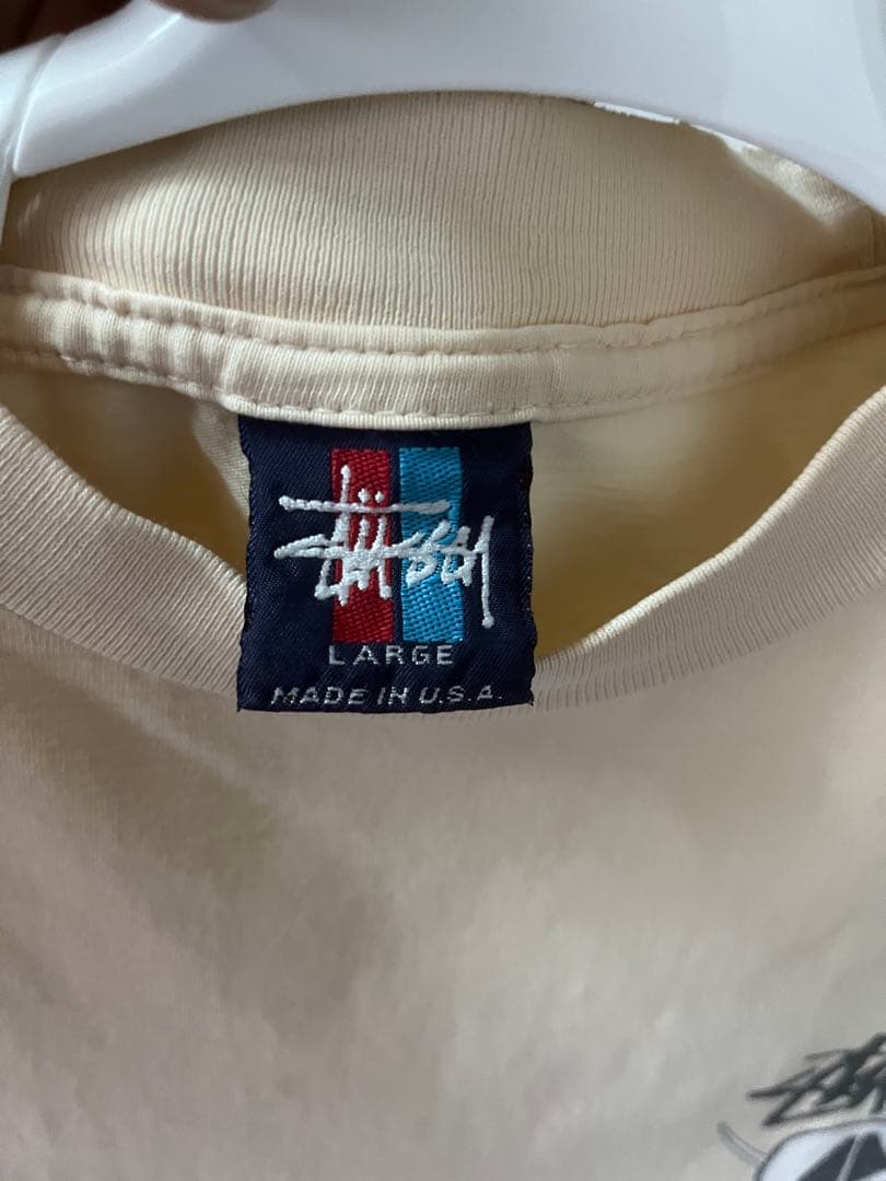 90s Stussy スカルプリント Tシャツ Lサイズ ベージュ　old