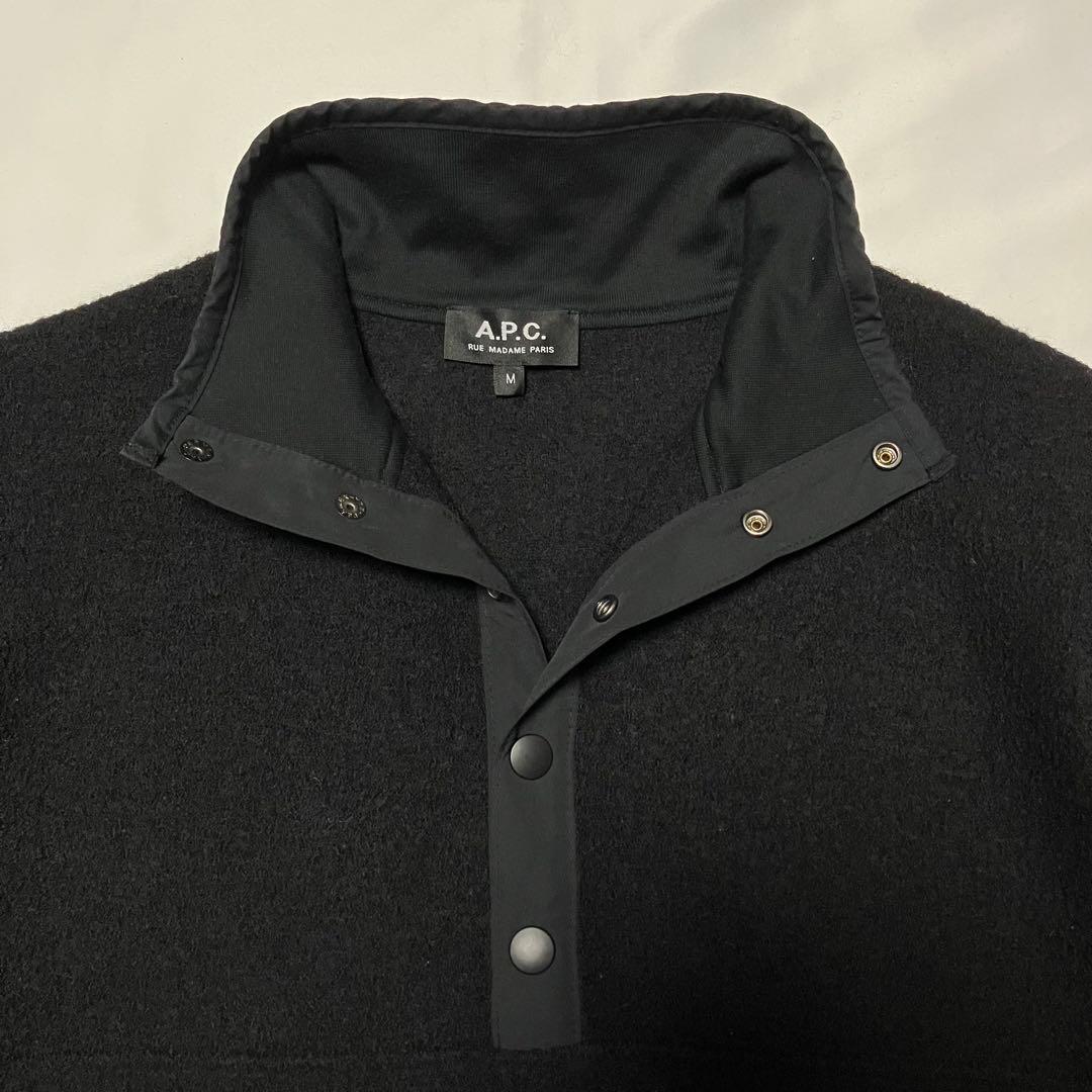 A.P.C.(アーペーセー) ハーフボタン ウールフリース プルオーバーM