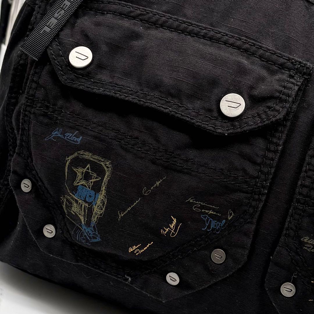 DIESEL 2way ボストンバッグ グラフィックプリント ブラック 大容量