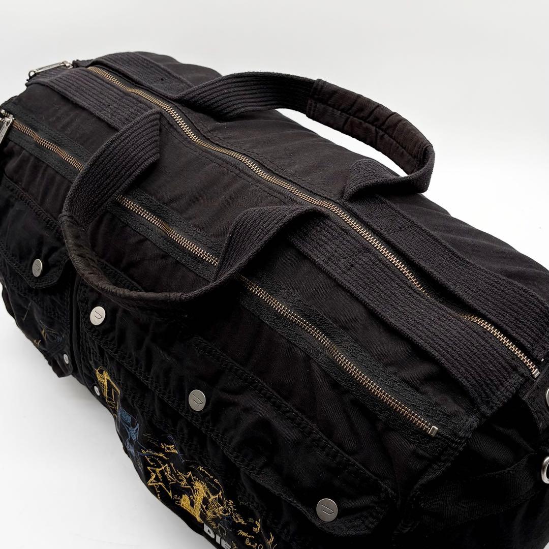 DIESEL 2way ボストンバッグ グラフィックプリント ブラック 大容量
