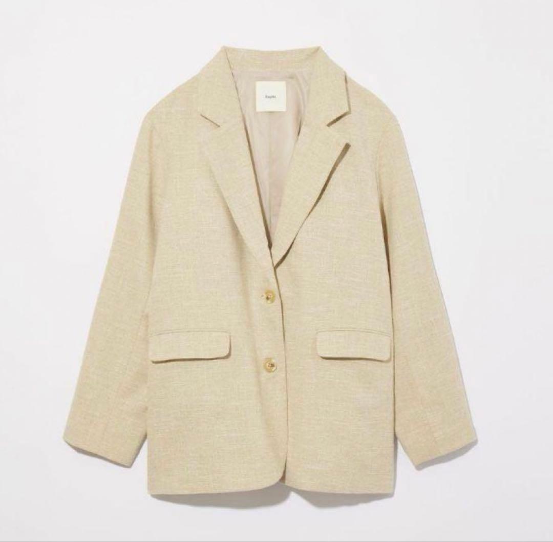 ジャケット・アウター eaphi LINEN LIKE OVER JACKET beige