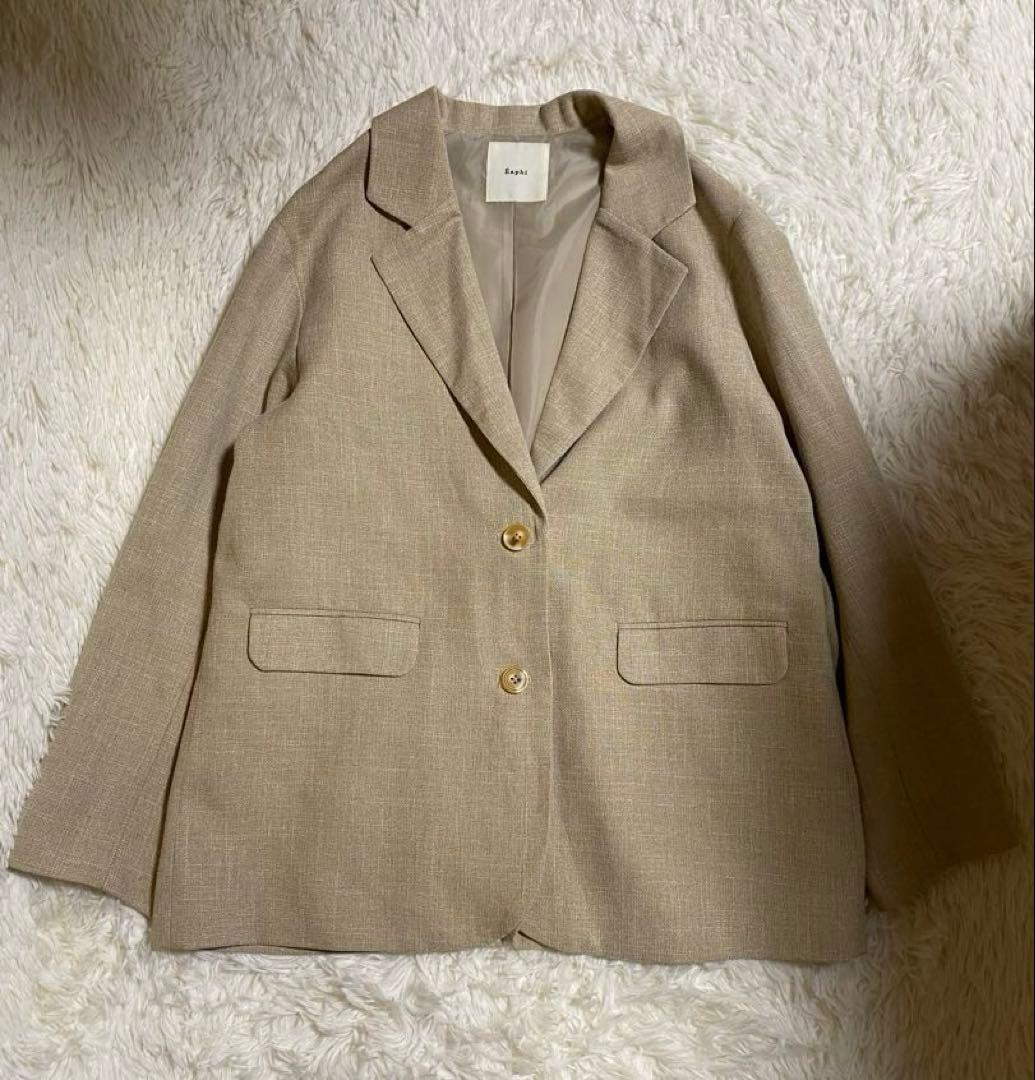 ジャケット・アウター eaphi LINEN LIKE OVER JACKET beige