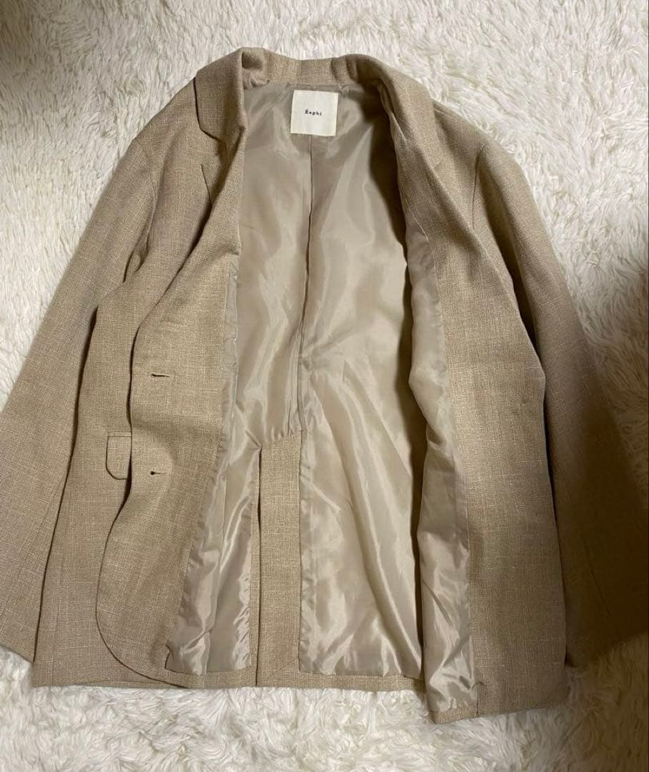 ジャケット・アウター eaphi LINEN LIKE OVER JACKET beige
