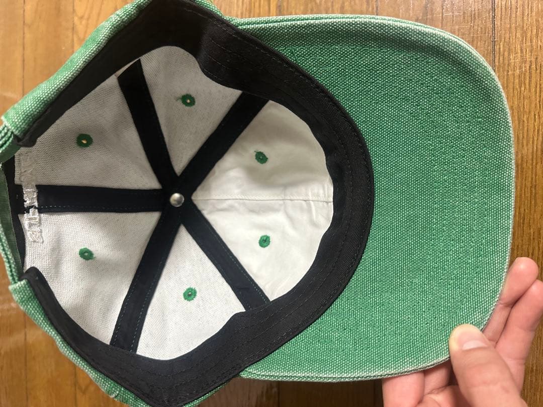 SUPREME グリーンキャップ S刺繍