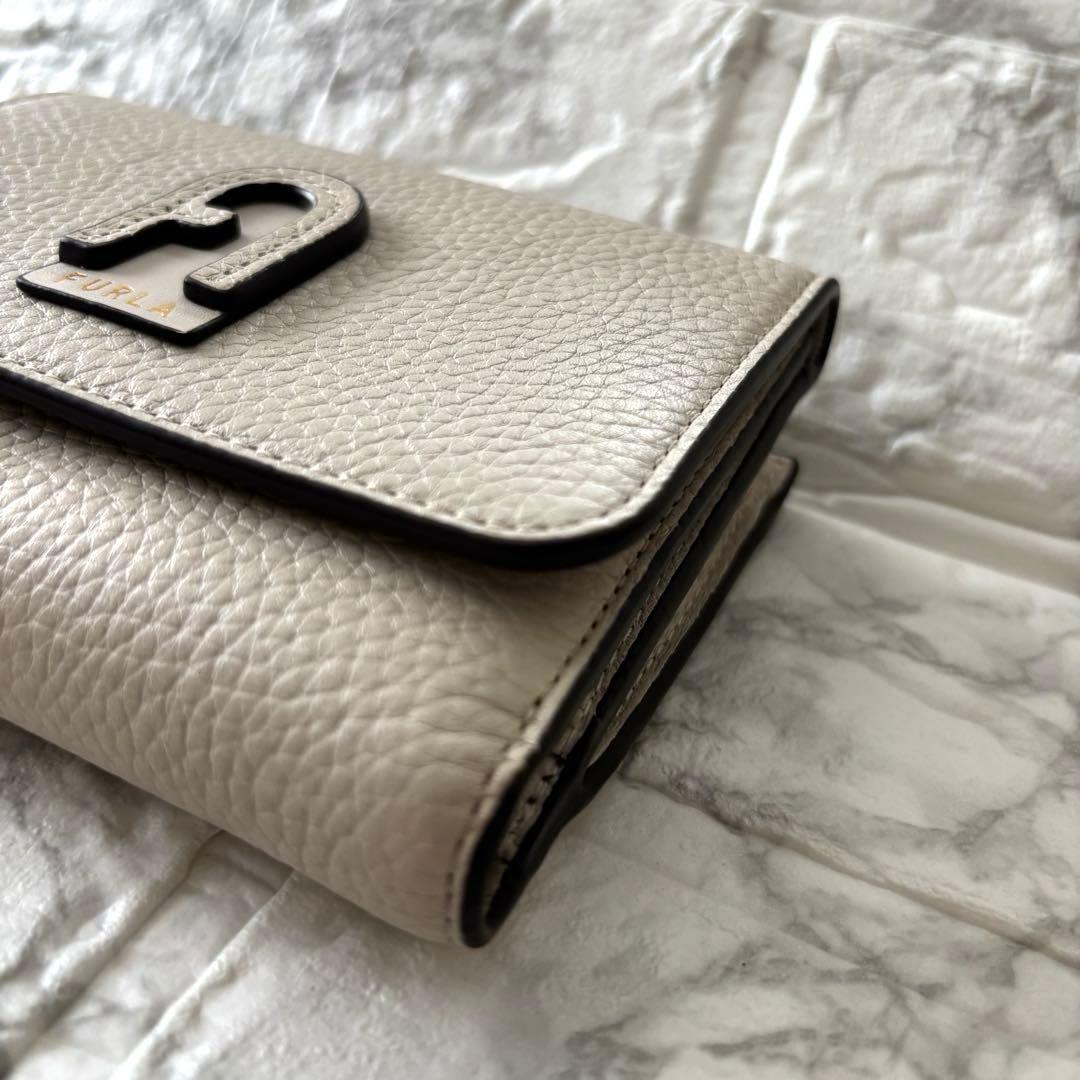 【極美品】FURLA フルラ 三つ折り財布 レザー ダフネ グレージュ