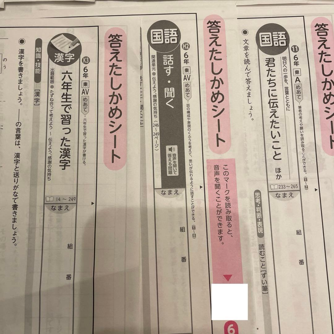 ‼️最新版 ‼️2025年度 小6 国語 カラーテスト解答 光文書院(17枚)