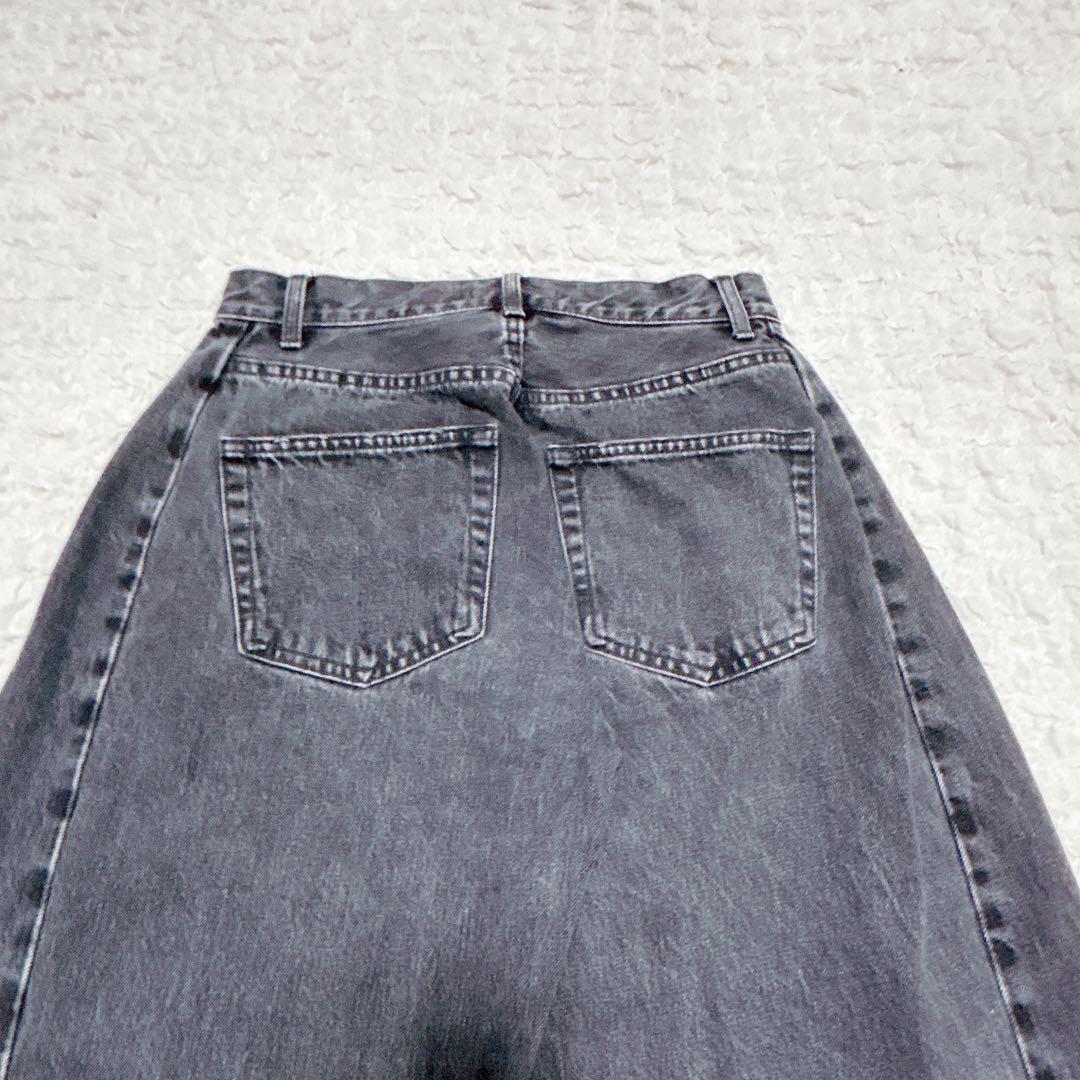 《MOUSSY》マウジー　ブラック デニム ワイドパンツ　バルーンシルエット