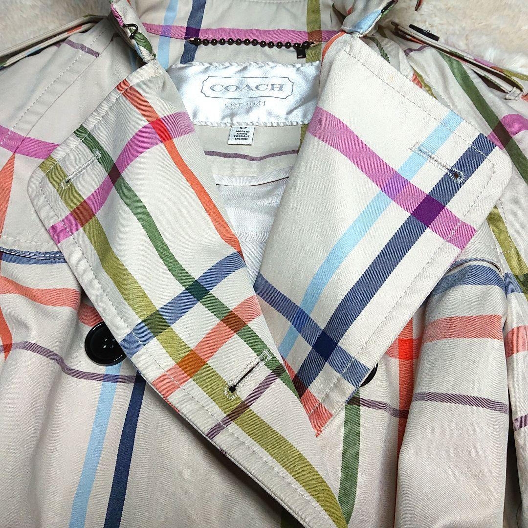 【美品✨】COACH トレンチコート ショート丈 メガチェック マルチカラー