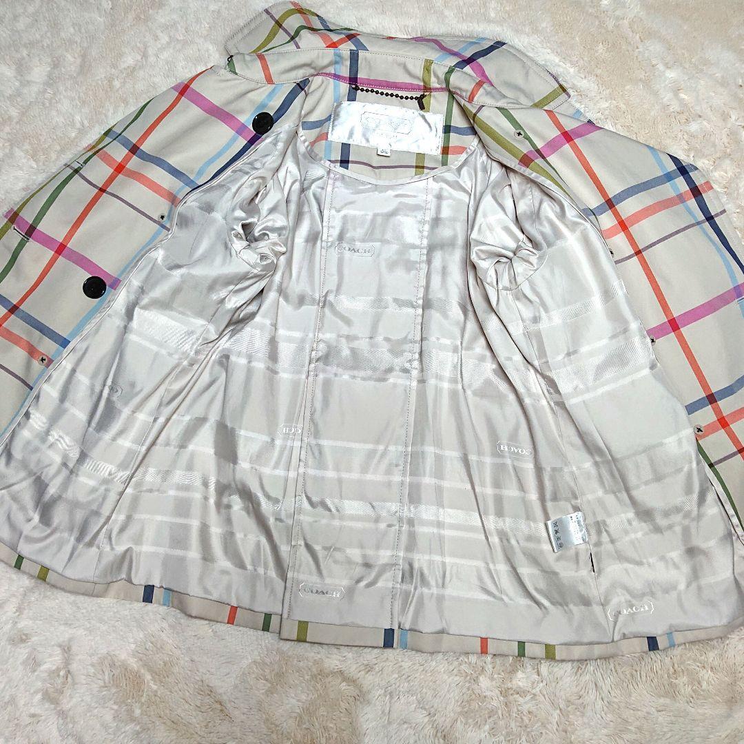 【美品✨】COACH トレンチコート ショート丈 メガチェック マルチカラー