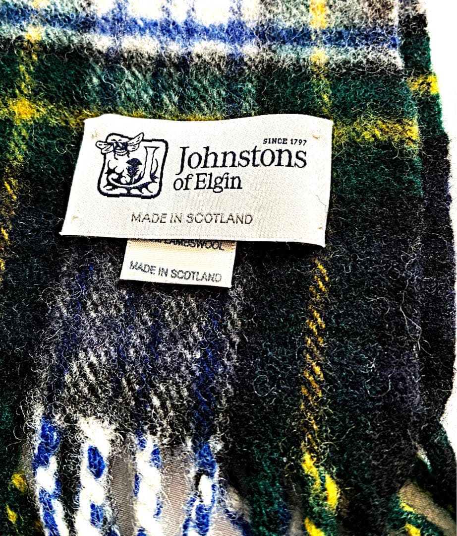 ジョンストンズ【Johnstons of Elgin】カシミヤマフラー【チェック
