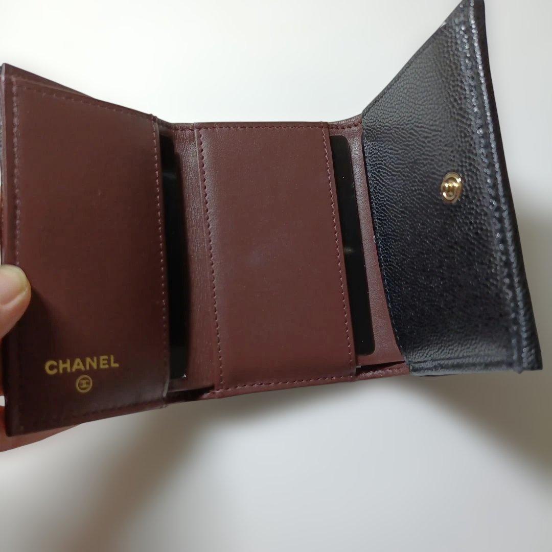 【最終値下】CHANEL シャネル 三つ折り財布 ブラック キャビアスキン
