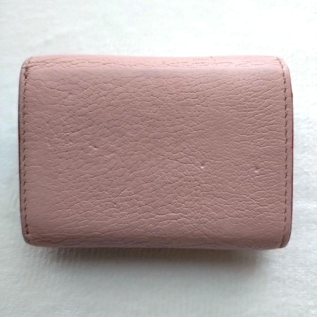 MIUMIU 折り財布 ラブレター ゴールドロゴ ハート ピンクベージュ