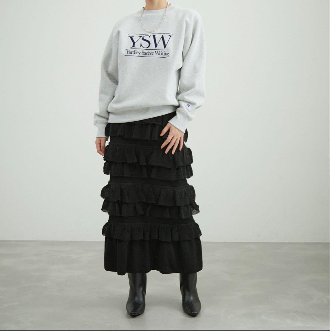 【花】 ADAM ET ROPE ニットフリルロングスカート