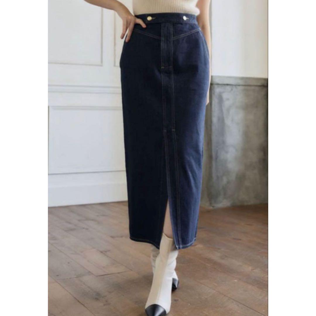 美品✨ハーリップトゥ ミラノフロントスリットタイトスカート デニム Iライン
