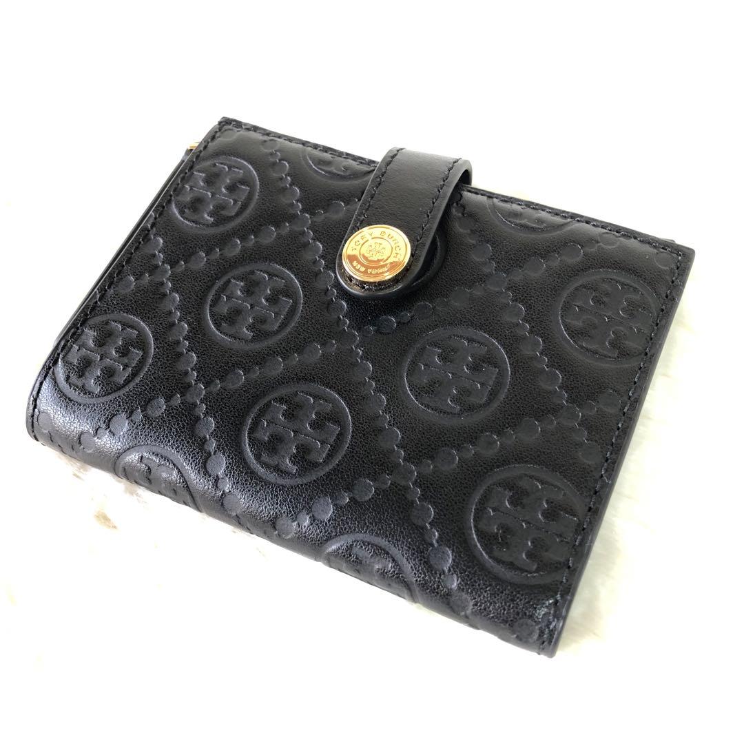 トリーバーチ 折り財布 ウォレット モノグラム ロゴ 総柄 ゴールド金具