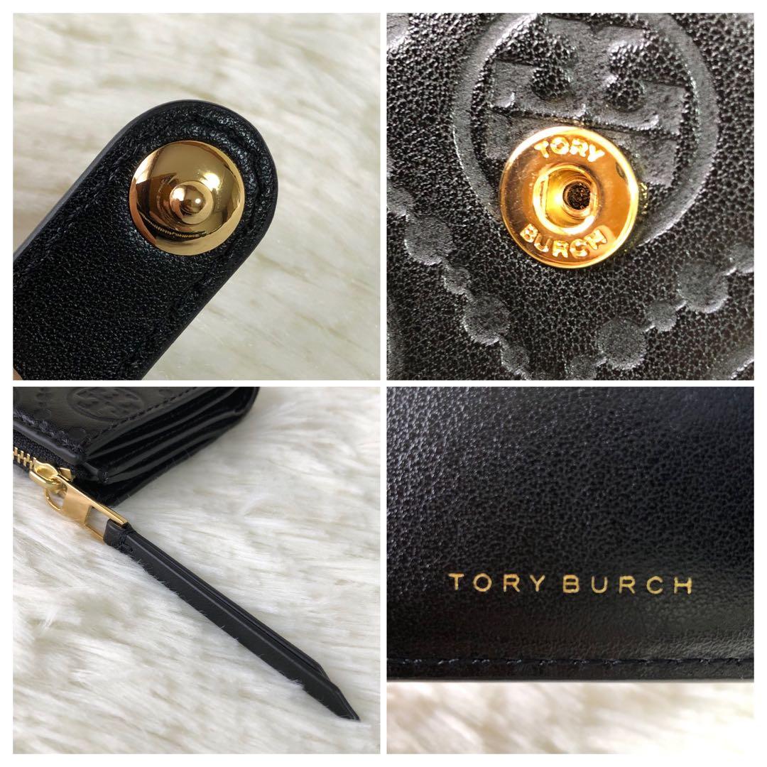 トリーバーチ 折り財布 ウォレット モノグラム ロゴ 総柄 ゴールド金具