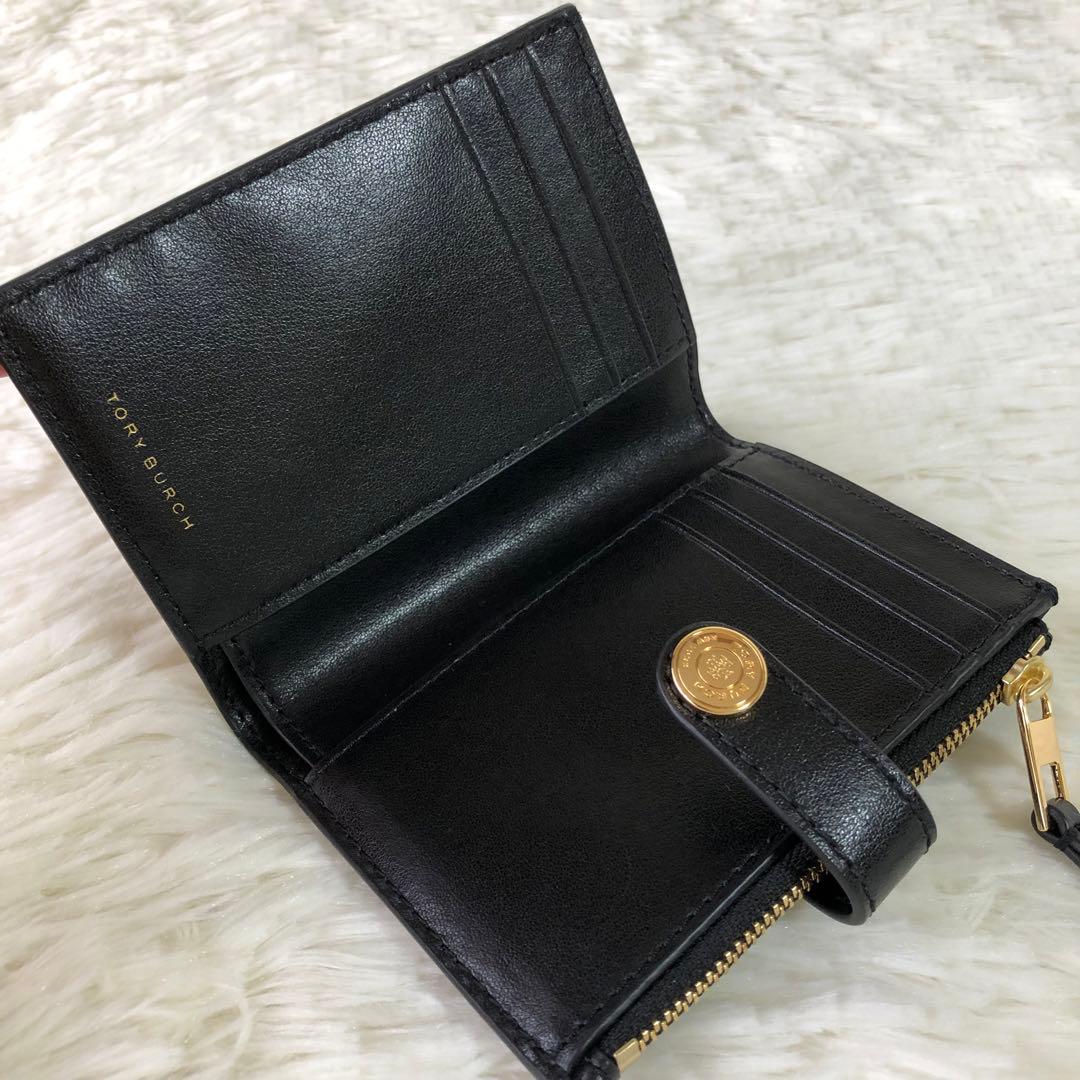 トリーバーチ 折り財布 ウォレット モノグラム ロゴ 総柄 ゴールド金具