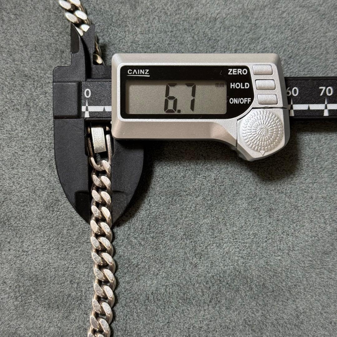希少！シルバー925 2面シングル喜平ネックレス 60cm 67g 太め