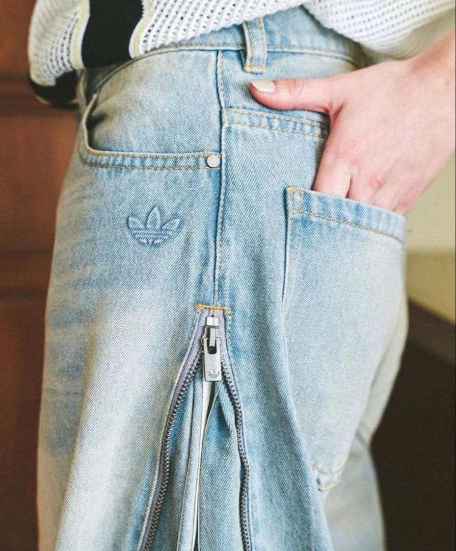 ✨adidas DENIM ZIP PANT ライトデニム　 jx9210 28