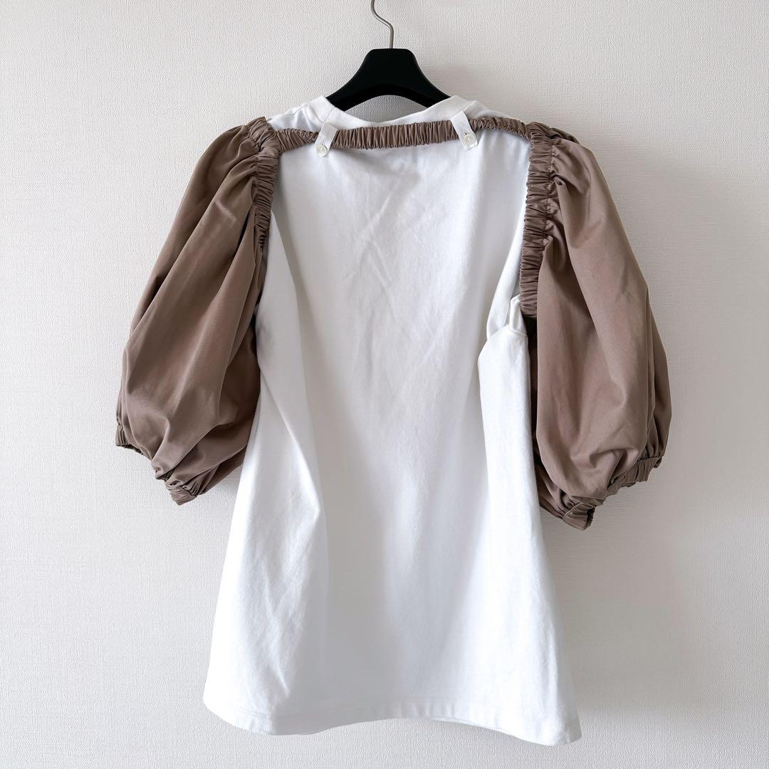 rokh（ロク）/ ボリュームスリーブ Tシャツ 白 カットソー