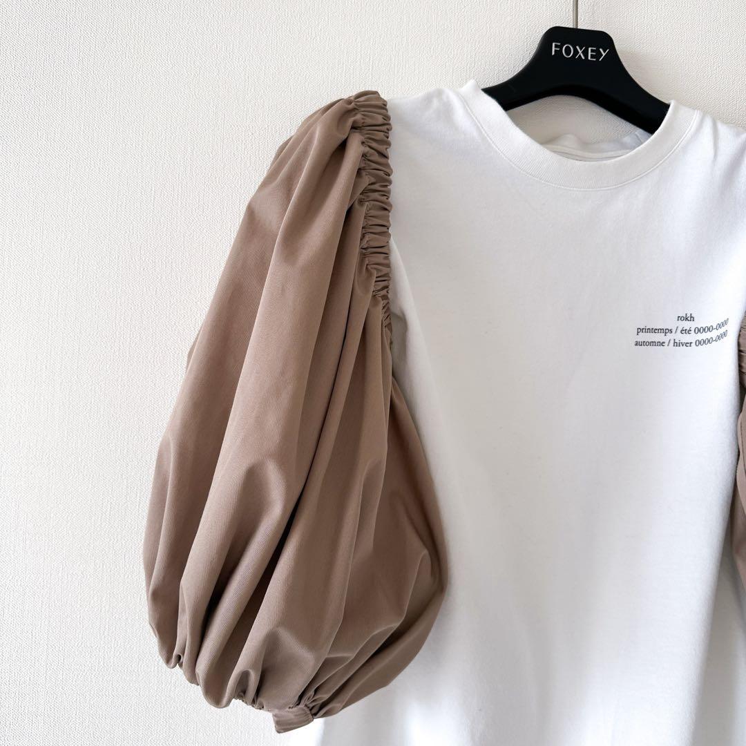 rokh（ロク）/ ボリュームスリーブ Tシャツ 白 カットソー