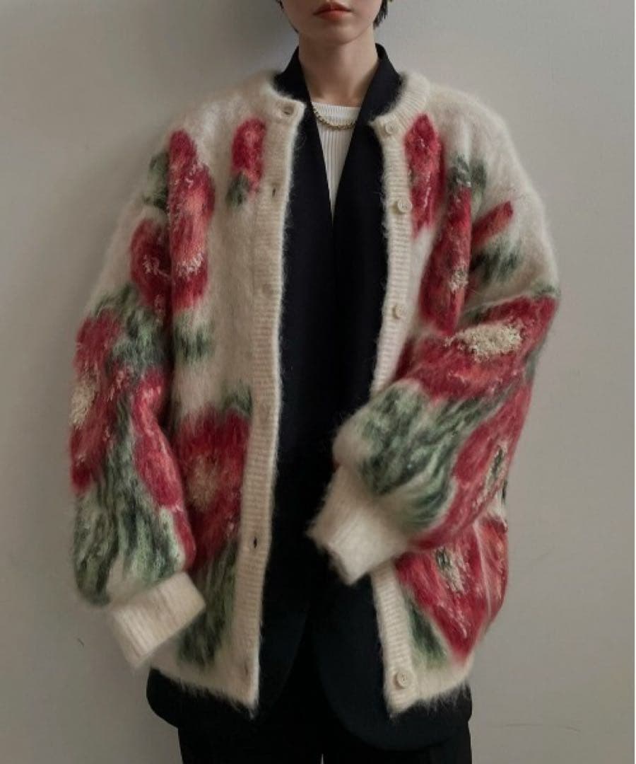 VERONICA JACQUARD KNIT CARDIGAN アイボリー