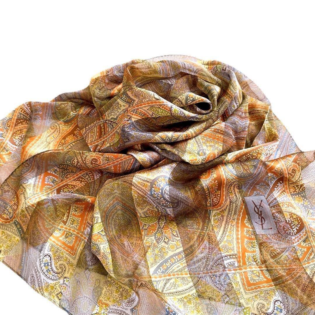 【希少/極美品】イヴ・サンローラン ショール ストール ペイズリー シルク100