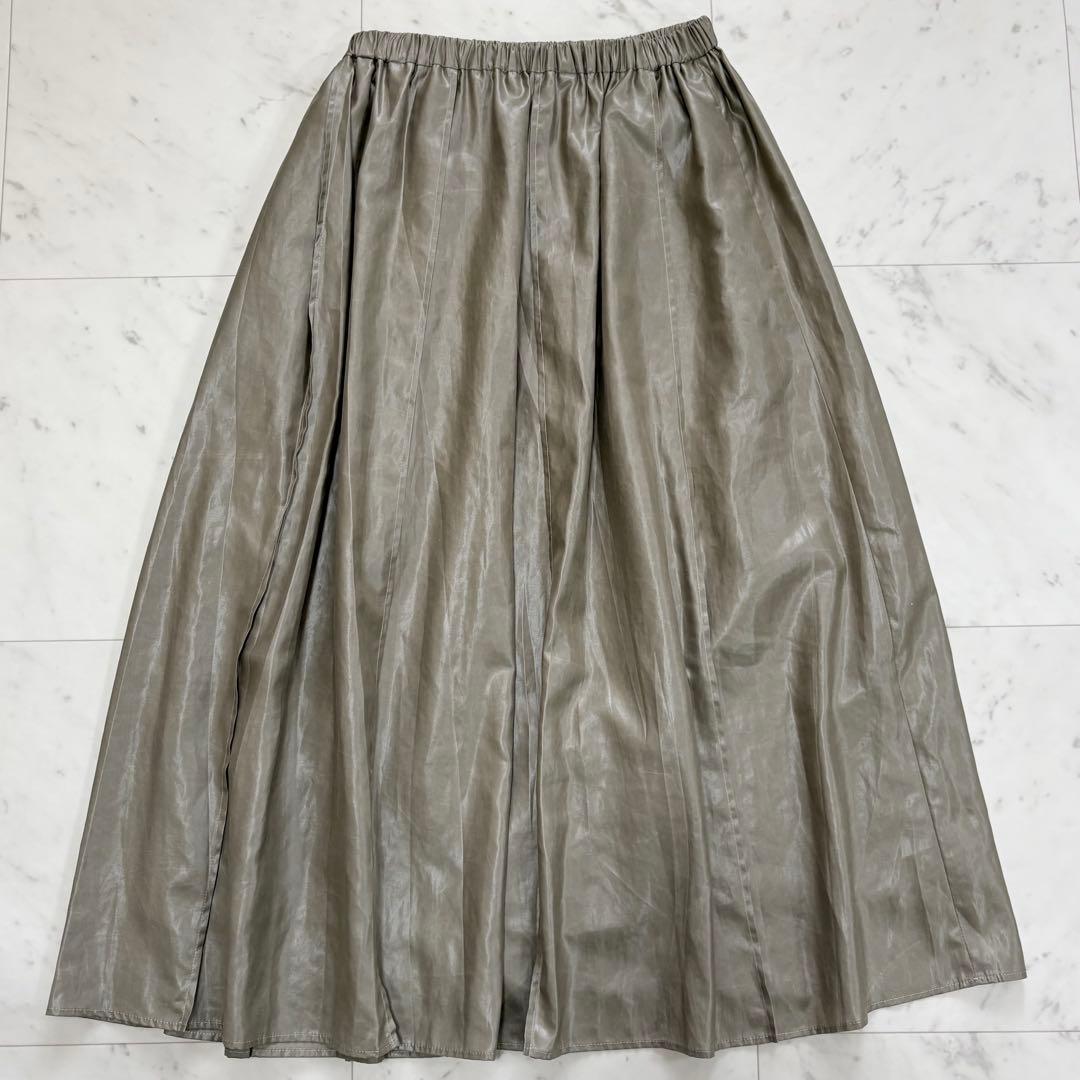 美品✨ビアズリー　レザーライクタックスカート　プリーツ　裏地付き　ロングスカート