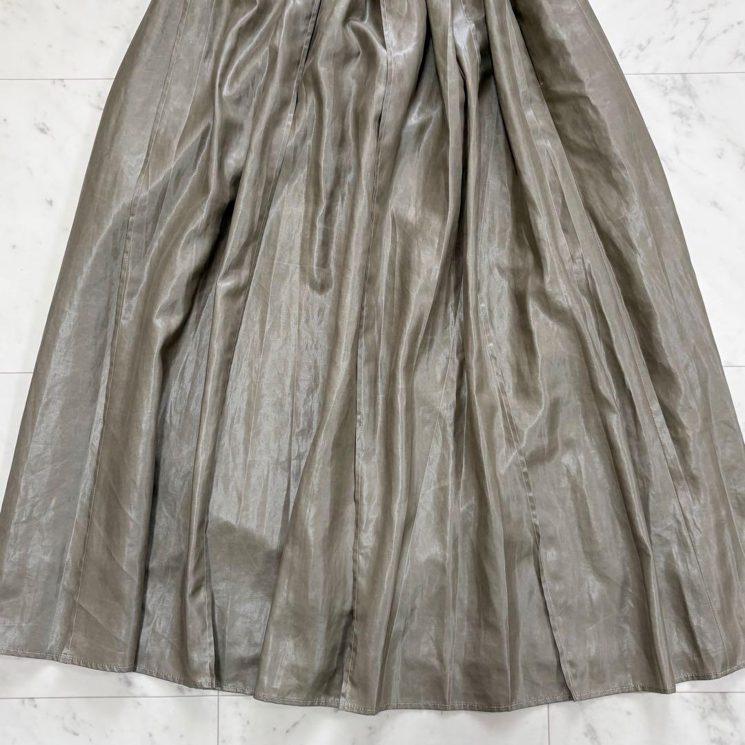 美品✨ビアズリー　レザーライクタックスカート　プリーツ　裏地付き　ロングスカート