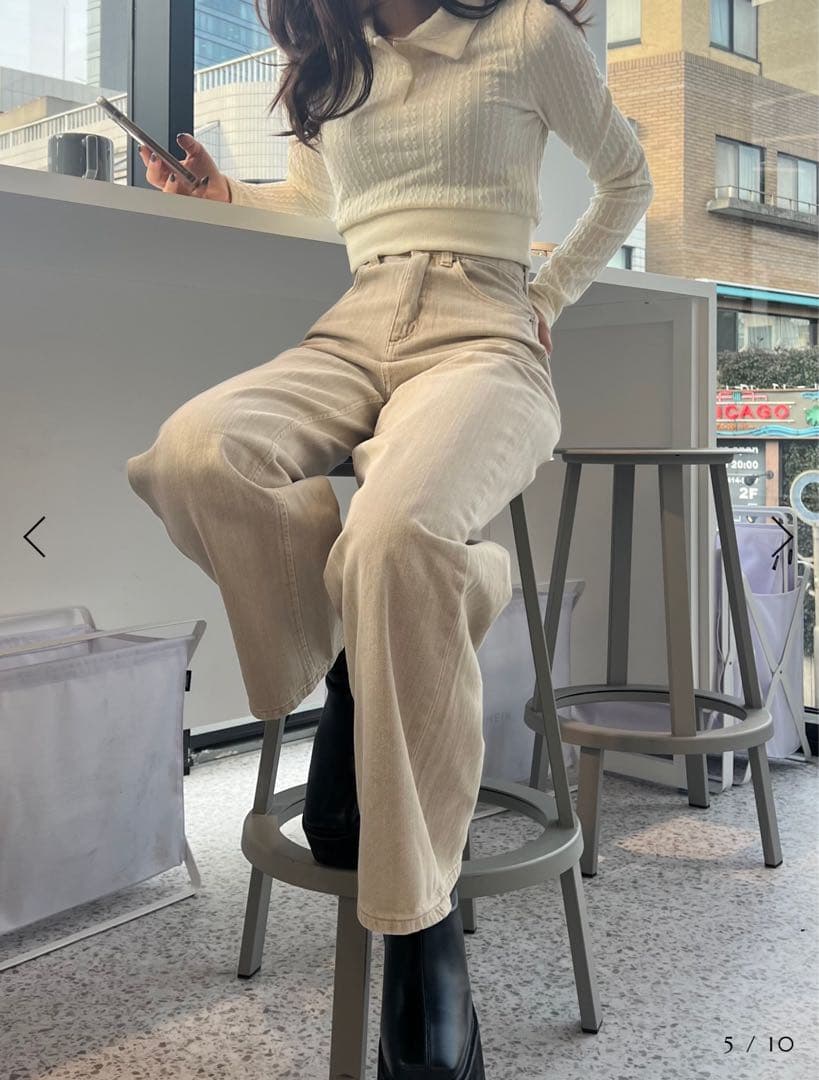 TWW デニム　gray beige 2XS