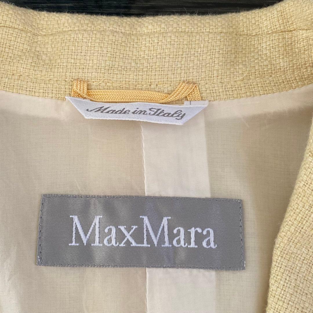 美品　最高級　白タグ MaxMara テーラードジャケット シルク　麻 ウール