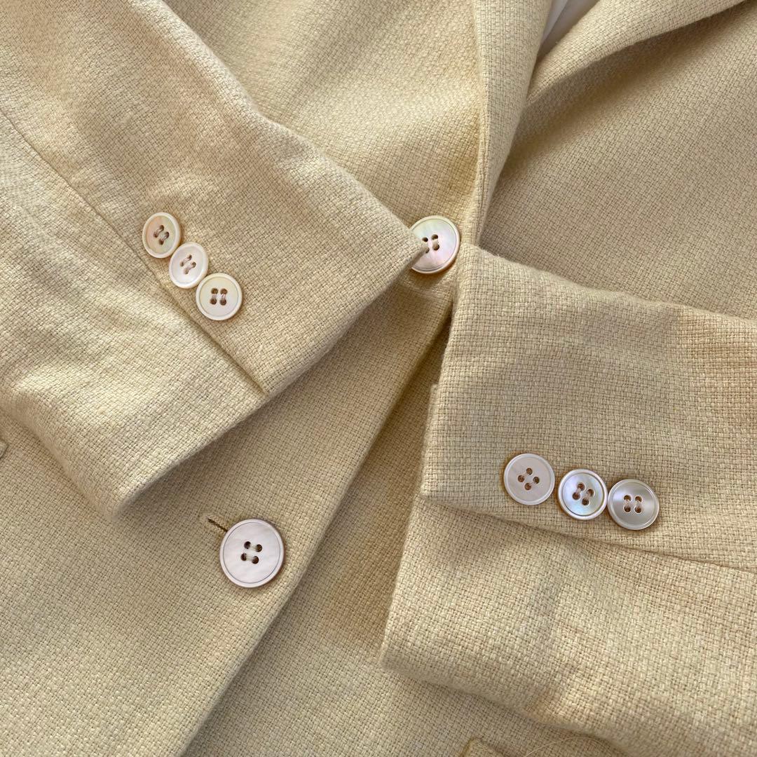 美品　最高級　白タグ MaxMara テーラードジャケット シルク　麻 ウール