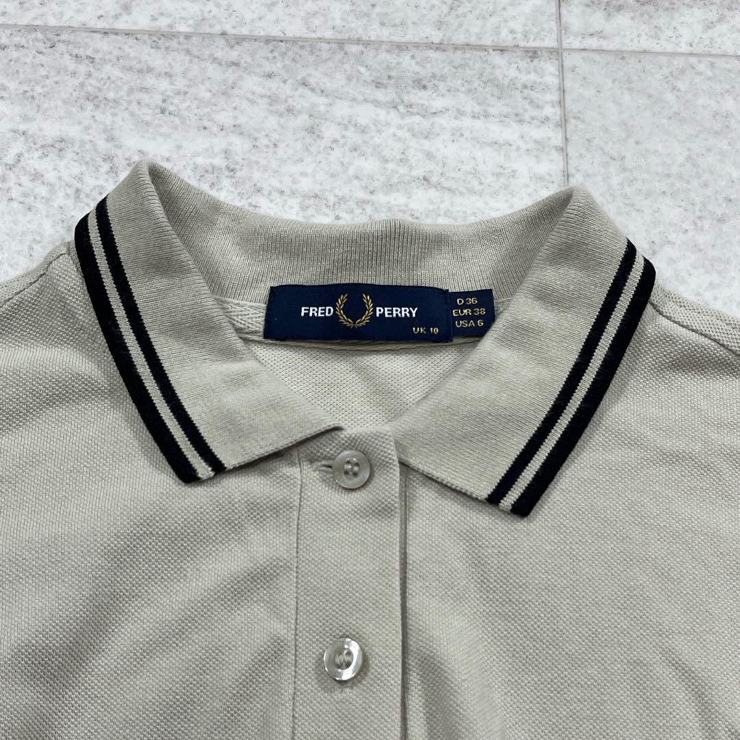 美品 G3600【FRED PERRY】ポロシャツ ベージュ×ブラック UK10