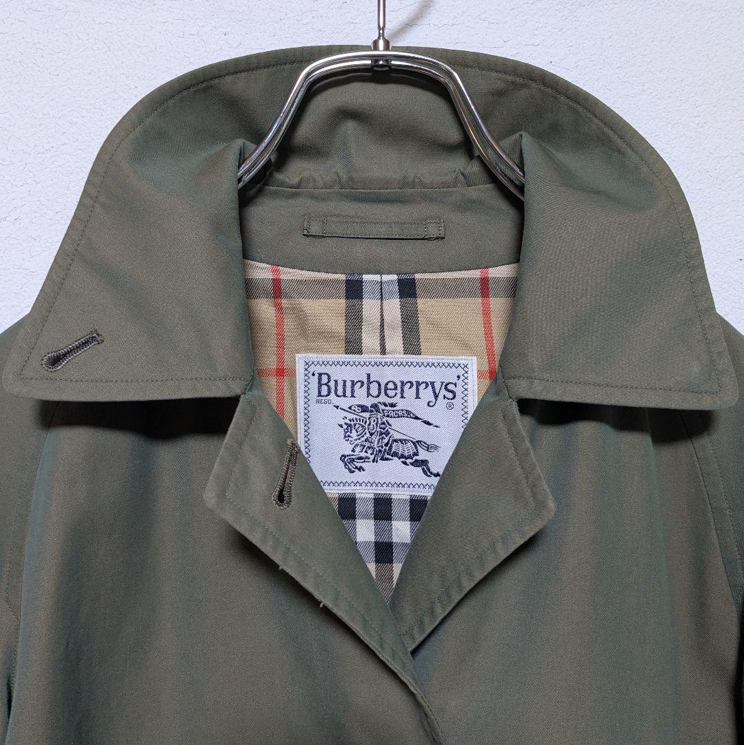 美品 80～90s バーバリー ステンカラーコート レディース 白タグ 玉虫15