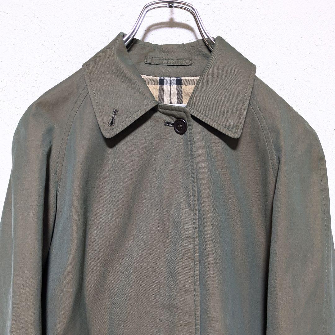 美品 80～90s バーバリー ステンカラーコート レディース 白タグ 玉虫15